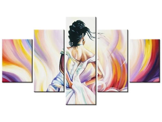 Obraz Kobieta w wirze kolorów, 5 elementów, 125x70 cm Oobrazy
