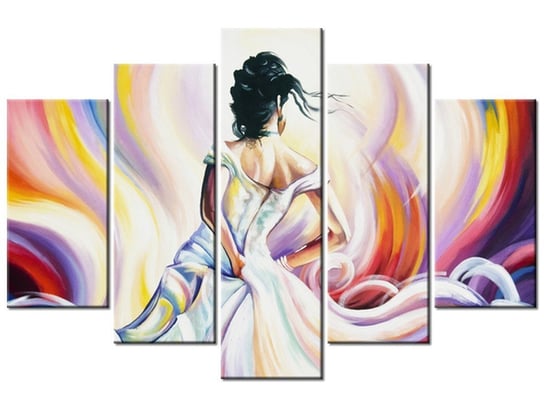 Obraz Kobieta w wirze kolorów, 5 elementów, 150x100 cm Oobrazy