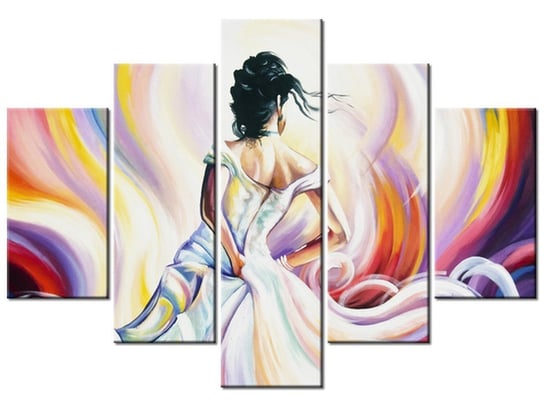 Obraz, Kobieta w wirze kolorów, 5 elementów, 150x105 cm Oobrazy