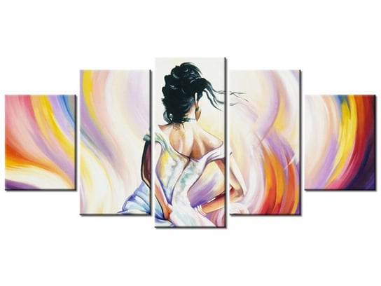 Obraz Kobieta w wirze kolorów, 5 elementów, 150x70 cm Oobrazy