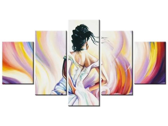Obraz Kobieta w wirze kolorów, 5 elementów, 150x80 cm Oobrazy