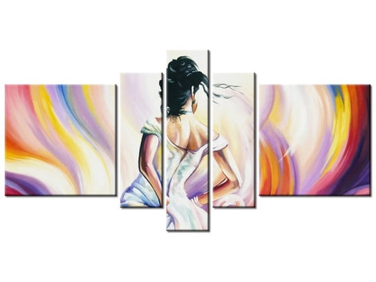 Obraz Kobieta w wirze kolorów, 5 elementów, 160x80 cm Oobrazy