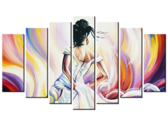 Obraz Kobieta w wirze kolorów, 7 elementów, 140x80 cm Oobrazy