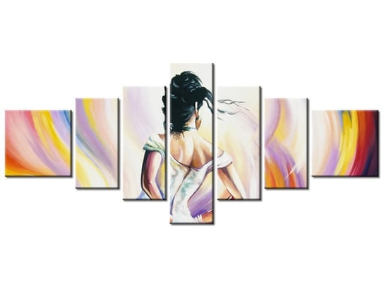 Obraz Kobieta w wirze kolorów, 7 elementów, 160x70 cm Oobrazy