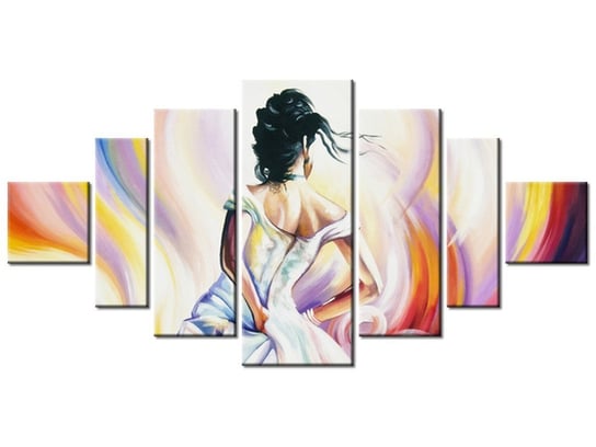 Obraz Kobieta w wirze kolorów, 7 elementów, 200x100 cm Oobrazy