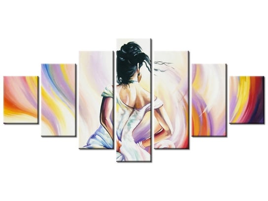 Obraz Kobieta w wirze kolorów, 7 elementów, 210x100 cm Oobrazy