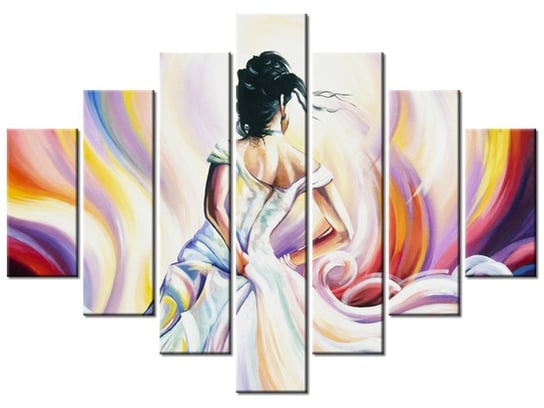 Obraz Kobieta w wirze kolorów, 7 elementów, 210x150 cm Oobrazy