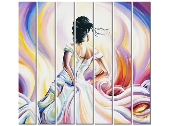 Obraz Kobieta w wirze kolorów, 7 elementów, 210x195 cm Oobrazy