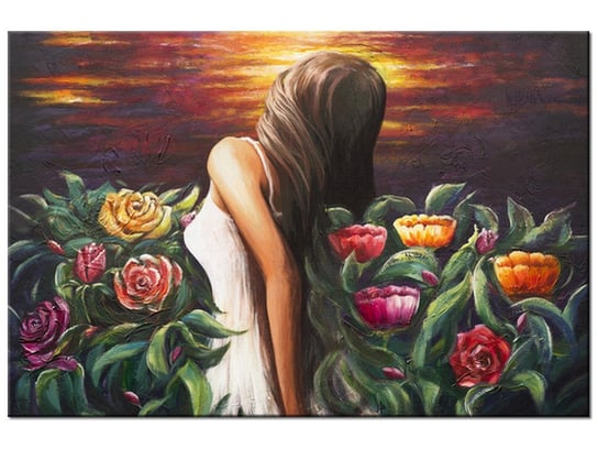 Obraz, Kobieta wśród kwiatów, 120x80 cm Oobrazy