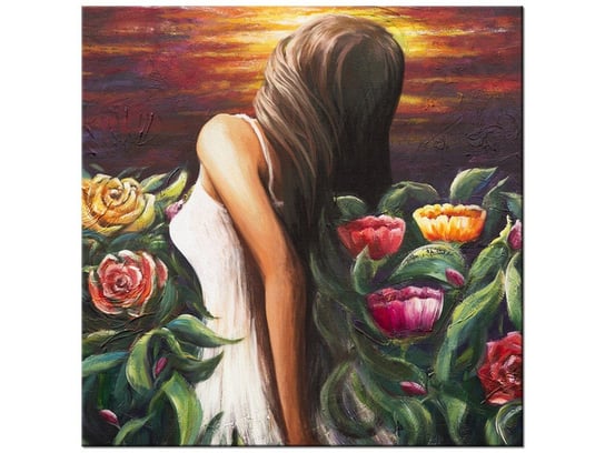 Obraz Kobieta wśród kwiatów, 40x40 cm Oobrazy