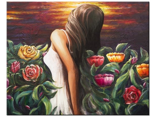Obraz Kobieta wśród kwiatów, 50x40 cm Oobrazy