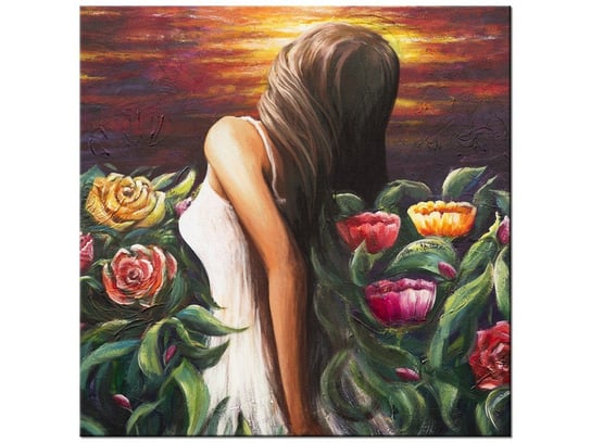 Obraz Kobieta wśród kwiatów, 50x50 cm Oobrazy