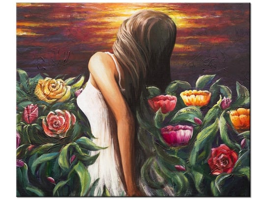 Obraz Kobieta wśród kwiatów, 60x50 cm Oobrazy