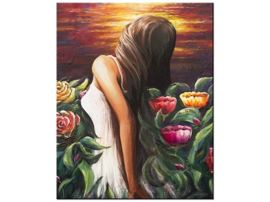 Obraz Kobieta wśród kwiatów, 60x75 cm Oobrazy