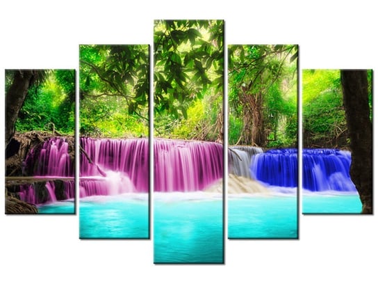 Obraz, Kolorowy wodospad, 5 elementów, 150x100 cm Oobrazy