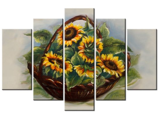 Obraz Koszyk słoneczników, 5 elementów, 150x100 cm Oobrazy