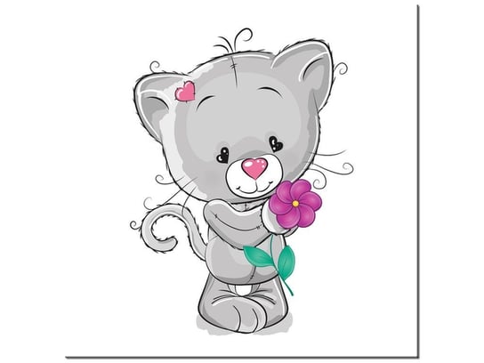 Obraz Kotek z kwiatkiem, 40x40 cm Oobrazy