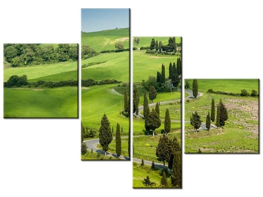 Obraz, Kręta droga w Toskanii, 4 elementy, 100x70 cm Oobrazy