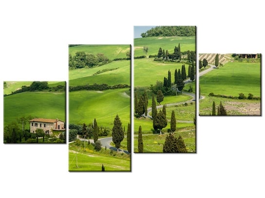 Obraz Kręta droga w Toskanii, 4 elementy, 160x90 cm Oobrazy