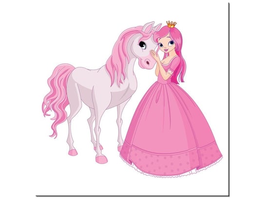 Obraz, Księżniczka z różowym koniem, 30x30 cm Oobrazy