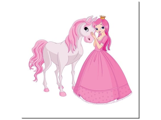Obraz Księżniczka z różowym koniem, 40x40 cm Oobrazy