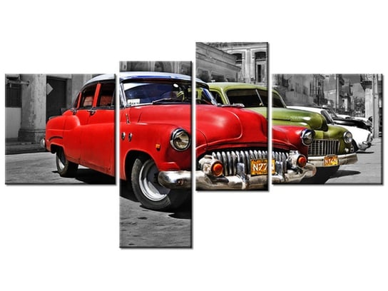 Obraz Kubańskie taksówki, 4 elementy, 100x55 cm Oobrazy