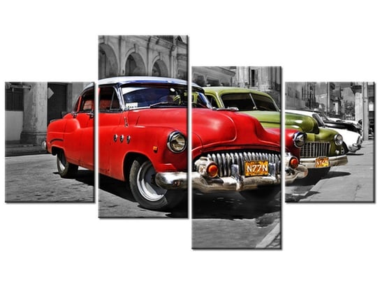 Obraz Kubańskie taksówki, 4 elementy, 120x70 cm Oobrazy