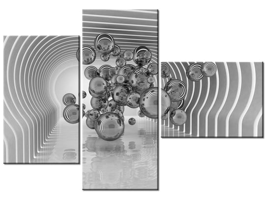 Obraz Kule w futurystycznym pokoju 3D, 3 elementy, 100x70 cm Oobrazy
