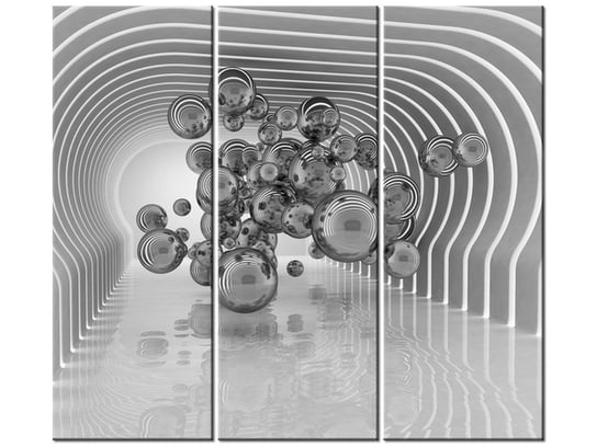 Obraz Kule w futurystycznym pokoju 3D, 3 elementy, 90x80 cm Oobrazy