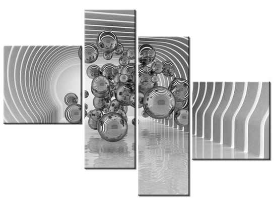 Obraz Kule w futurystycznym pokoju 3D, 4 elementy, 100x70 cm Oobrazy