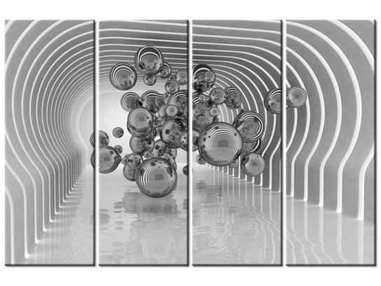 Obraz Kule w futurystycznym pokoju 3D, 4 elementy, 120x80 cm Oobrazy