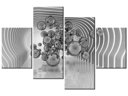 Obraz Kule w futurystycznym pokoju 3D, 4 elementy, 120x80 cm Oobrazy