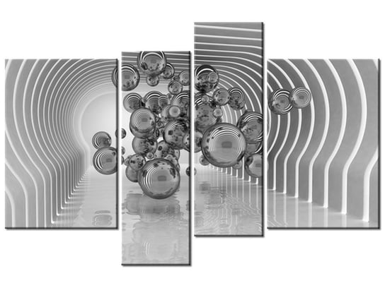 Obraz Kule w futurystycznym pokoju 3D, 4 elementy, 130x85 cm Oobrazy