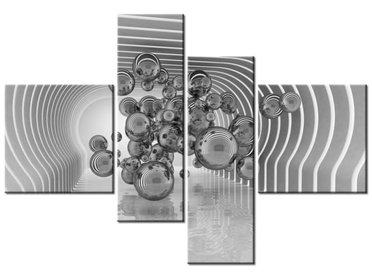Obraz Kule w futurystycznym pokoju 3D, 4 elementy, 130x90 cm Oobrazy