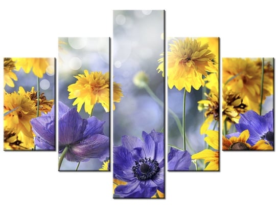 Obraz, Kwiatki na łące, 5 elementów, 100x70 cm Oobrazy