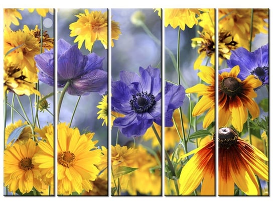 Obraz Kwiatki na łące, 5 elementów, 225x160 cm Oobrazy