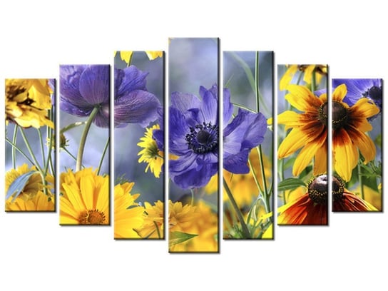Obraz Kwiatki na łące, 7 elementów, 140x80 cm Oobrazy