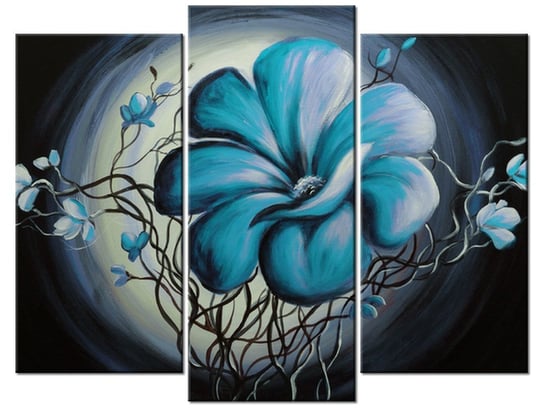 Obraz, Kwiatowy odlot w błękicie, 3 elementy, 90x70 cm Oobrazy