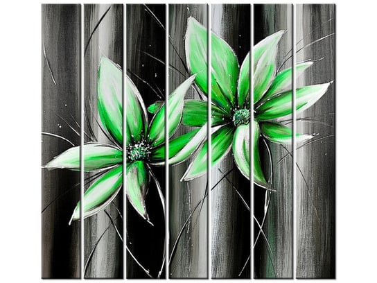 Obraz Kwiaty na zielono, 7 elementów, 210x195 cm Oobrazy
