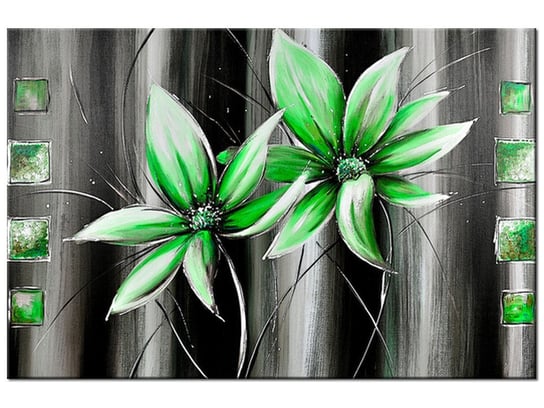 Obraz Kwiaty na zielono, 90x60 cm Oobrazy
