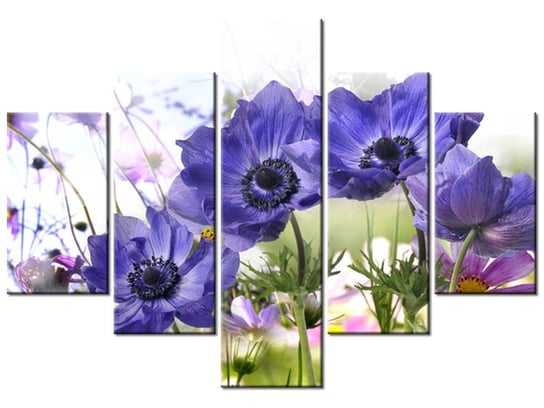 Obraz, Kwiaty w ogródku, 5 elementów, 100x70 cm Oobrazy