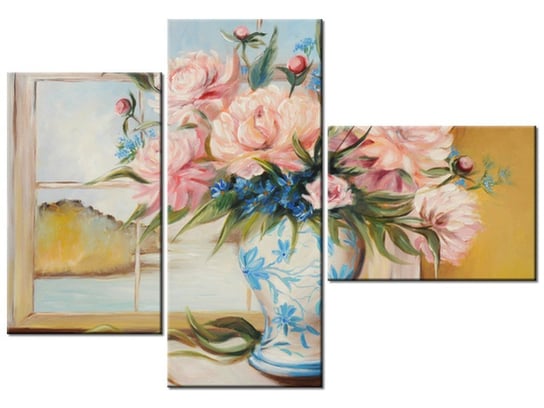 Obraz Kwiaty w wazonie, 3 elementy, 100x70 cm Oobrazy