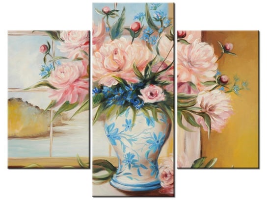 Obraz Kwiaty w wazonie, 3 elementy, 90x70 cm Oobrazy