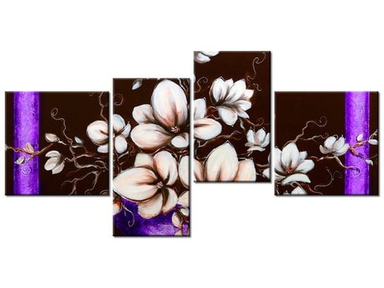 Obraz Kwiaty w wazonie, 4 elementy, 140x70 cm Oobrazy