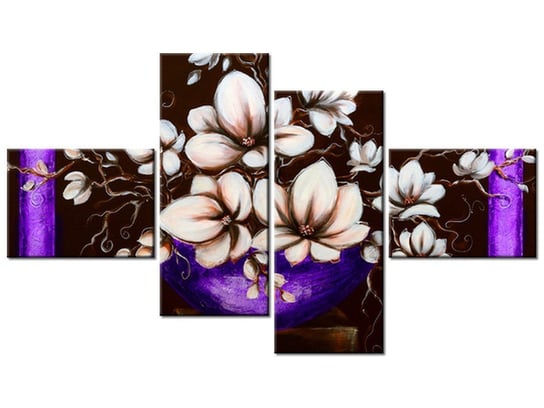 Obraz Kwiaty w wazonie, 4 elementy, 140x80 cm Oobrazy