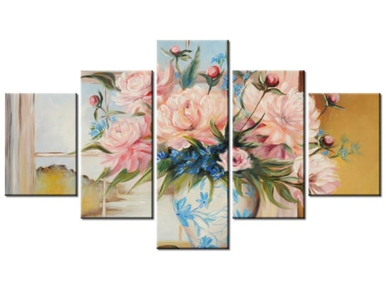 Obraz Kwiaty w wazonie, 5 elementów, 125x70 cm Oobrazy