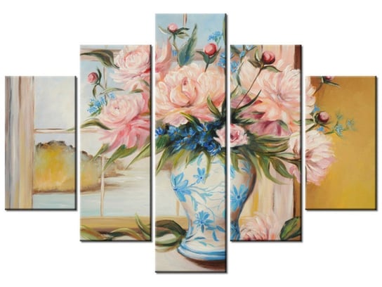 Obraz, Kwiaty w wazonie, 5 elementów, 150x105 cm Oobrazy