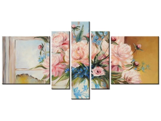 Obraz Kwiaty w wazonie, 5 elementów, 160x80 cm Oobrazy