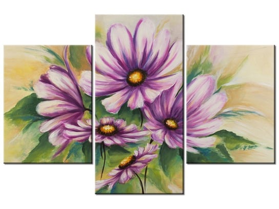 Obraz Kwiaty w zieleni, 3 elementy, 90x60 cm Oobrazy