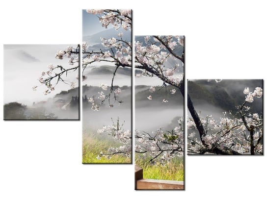 Obraz, Kwitnąca wiśnia, 4 elementy, 100x70 cm Oobrazy